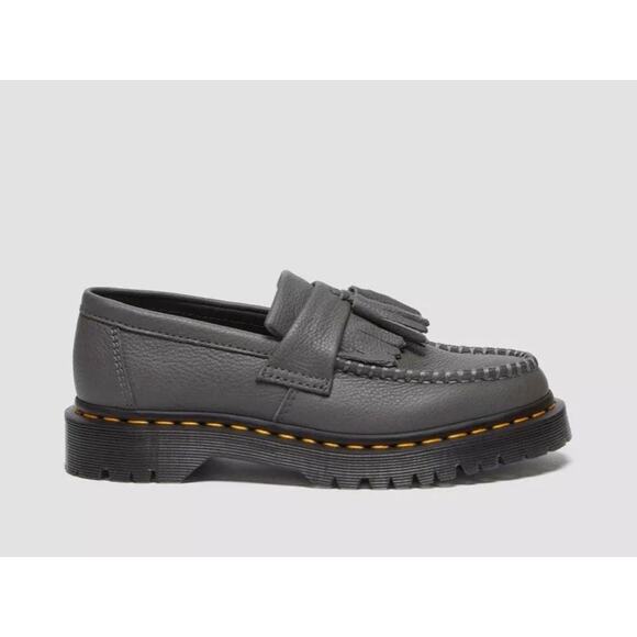 Dr. Martens Womens Sz 8 Adrian Virginia Leather Tassel Loafer Flat Gray Gunmetal - Picture 4 of 5